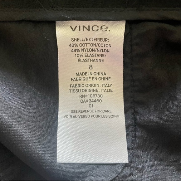 VINCE Stovepipe Cropped Straight Black Trousers Work Pants Size 8 NWOT - Picture 6 of 8